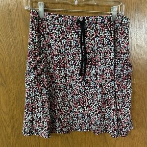 Margaret M Black Mini Skirt with Pink & blue flowers